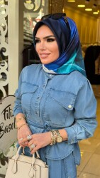 0790 TENSEL ETEKLİ TAKIM KRAVATLI MAVİ - 