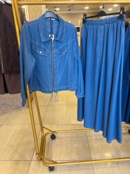 0890 TENSEL ETEKLİ TAKIM FERMUARLI KOYU MAVİ - 1