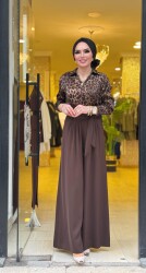 1072 NİSA BOL PAÇA PANTOLON KAHVERENGİ - 2