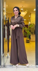 1072 NİSA BOL PAÇA PANTOLON KAHVERENGİ - 7