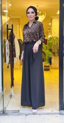 1072 NİSA BOL PAÇA PANTOLON SİYAH - 2