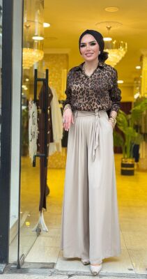 1072 NİSA BOL PAÇA PANTOLON TAŞ - 6