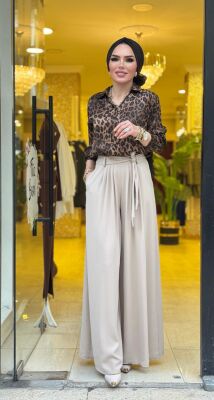 1072 NİSA BOL PAÇA PANTOLON TAŞ - 7