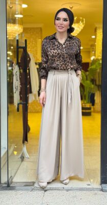 1072 NİSA BOL PAÇA PANTOLON TAŞ - 8