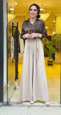 1072 NİSA BOL PAÇA PANTOLON TAŞ - 9