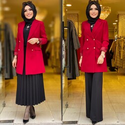 1134 destan kruvaze ceket kırmızı - 5