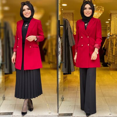 1134 destan kruvaze ceket kırmızı - 5