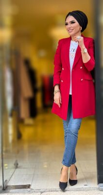 1134 destan kruvaze ceket kırmızı - 1