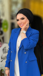 1134 destan kruvaze ceket saks mavi - 