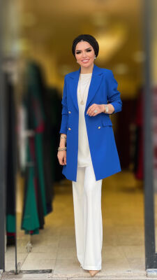 1134 destan kruvaze ceket saks mavi - 2