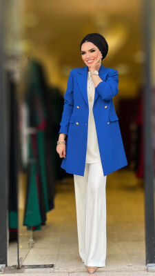 1134 destan kruvaze ceket saks mavi - 4