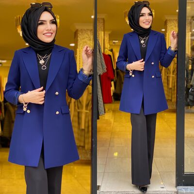 1134 destan kruvaze ceket indigo - 5