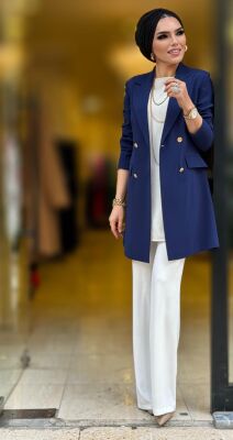 1134 destan kruvaze ceket indigo - 4