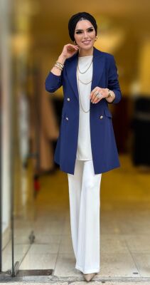 1134 destan kruvaze ceket indigo - 3