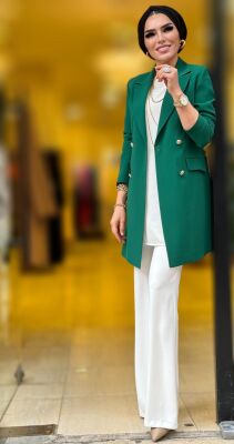 1134 destan kruvaze ceket zümrüt yeşili k 100 - 2