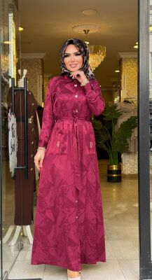 1187 DUBAİ ELBİSE BORDO - 2