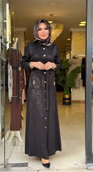 1187 DUBAİ ELBİSE SİYAH - 