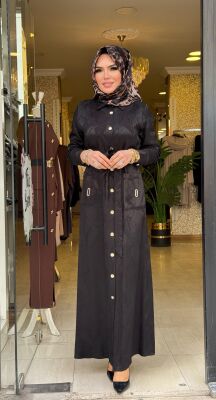 1187 DUBAİ ELBİSE SİYAH - 4