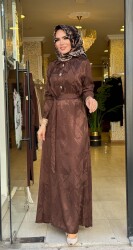 1189 REYNA ELBİSE KAHVERENGİ - 2