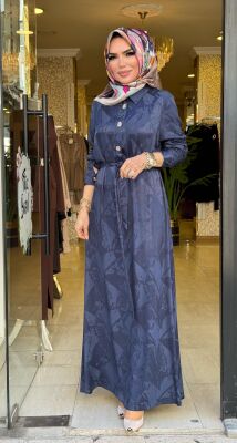 1189 REYNA ELBİSE LACİVERT - 1