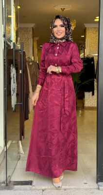 1189 REYNA ELBİSE BORDO - 3