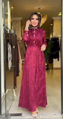 1189 REYNA ELBİSE BORDO - 2