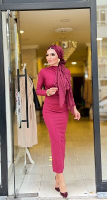 1213 ENDER ELBİSE Bordo - 1