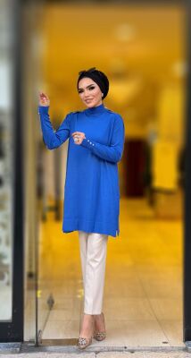 1315 BUSE MERSERİZE TUNİK SAKS - 3