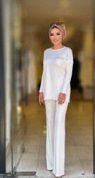 1316 FEYZA İNCİLİ MERSERİZE TUNİK BEYAZ - 2