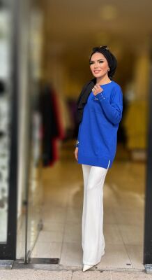 1316 FEYZA İNCİLİ MERSERİZE TUNİK SAKS - 2