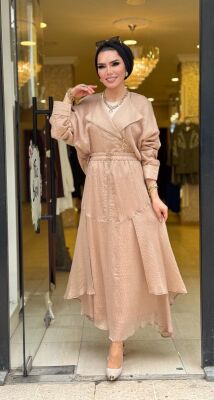 1460 SİMETRİ ETEKLİ TAKIM CAMEL - 2