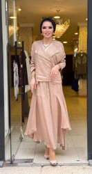 1460 SİMETRİ ETEKLİ TAKIM CAMEL - 1