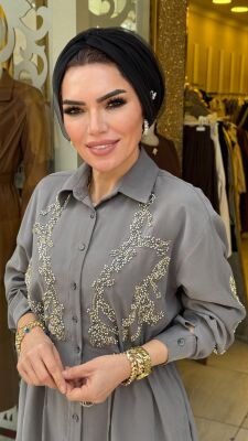 1490 İŞLEMELİ TAKIM GRİ - 2