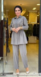 1490 İŞLEMELİ TAKIM GRİ - 1