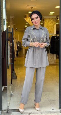 1490 İŞLEMELİ TAKIM GRİ - 6