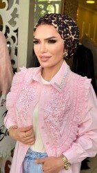 1703 İTHAL İŞLEMELİ GÖMLEK PEMBE - 