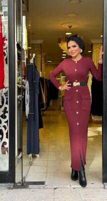 1706 ÖZGE ELBİSE BORDO - 3