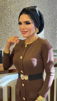 1706 ÖZGE ELBİSE KAHVERENGİ - 8