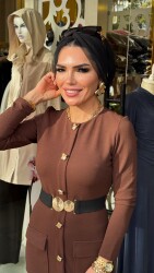 1706 ÖZGE ELBİSE KAHVERENGİ - 5