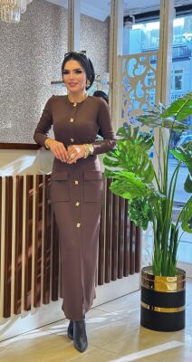 1706 ÖZGE ELBİSE KAHVERENGİ - 3