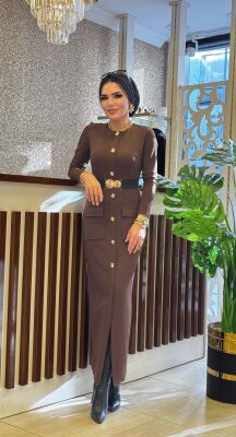 1706 ÖZGE ELBİSE KAHVERENGİ - 2