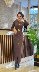 1706 ÖZGE ELBİSE KAHVERENGİ - 1