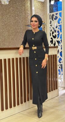 1706 ÖZGE ELBİSE SİYAH - 1