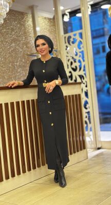 1706 ÖZGE ELBİSE SİYAH - 5