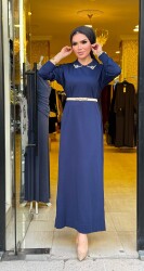 1981 YAKASI TAŞLI ELBİSE LACİVERT - 2