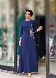 2701 TAŞLI ÖNÜ PİLELİ ABİYE İNDİGO - 