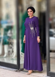 2701 TAŞLI ÖNÜ PİLELİ ABİYE MOR - 