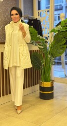 2929 KAPİTONE YELEKLİ TAKIM BEYAZ - 2