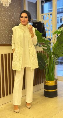 2929 KAPİTONE YELEKLİ TAKIM BEYAZ - 6