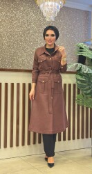 3049 NUBUK TRENÇ KOT BORDO - 1